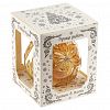 КУ-100-224244 - Елочная игрушка шар стеклянная "Золотой цветок" д10см, ручная художественная роспись, подарочная упаковка (Россия)