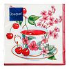 25290 - Салфетки бумажные "Bouquet" 33х33см, 3-х слойные, 20 штук в упаковке, 100% целлюлоза, "Вишневый чай" (Россия)