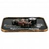 BLT062-1 - Часы настенные интерьерные "Мотоцикл" 45х30х2-7см, объемная фигура, коричневый; циферблат в колесе серый, цифры арабские, черный; корпус металл, черный/бежевый; в коробке (Китай)