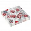 25122 - Салфетки бумажные "Bouquet Home Collection Classic" 33х33см, 3-х слойные, 20 штук в упаковке, 100% целлюлоза, "Красные игрушки на серебре" (Россия)