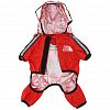 6068 - "Пэт тойс (Pet toys)" Одежда для собаки "Комбинезон" "The dog face" прозрачный ПВХ капюшон, с принтом, на липучке, светоотражающие полоски, р-р S, длина спинки 24см/обхват груди 46см/обхват шеи 32см, цвет-красный, плащевка (Китай)
