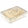 AOM3772S-6 - Контейнер для продуктов пластмассовый "Фреш" 29,5х22х7см, 2 ручки для переноски, на защелках; 6 секций, светло-бежевый: 2шт с перфорацией 20,5х6,8х5см, 4шт малых 10х6,3х5см; полипропилен, прозрачный, в пакете (Китай)