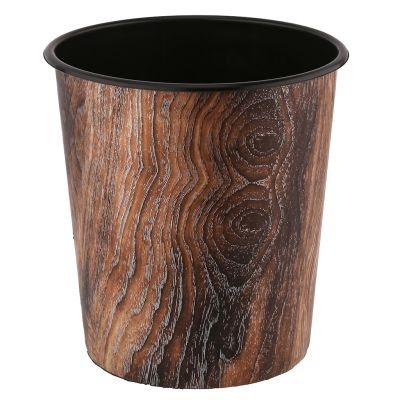 Ведро для мусора, пластмассовое "Мрамор" 8,5л, д24,5см h26см, дерево, коричневый (Китай)