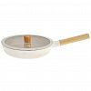 Z-90251 ivory - "Zeidan" Сковорода алюминиевая д26см, h5,5см, стеклянная крышка с силиконовым ободком и деревянной ручкой, внешнее жаропрочное антипригарное покрытие, внутреннее антипригарное покрытие "Neogres", индукционное дно, силиконовые накладки, литая, подароч