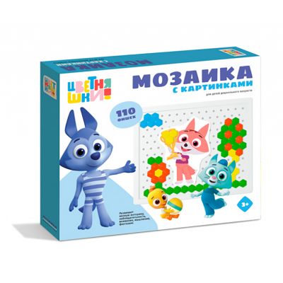 Игрушка "Мозаика с картинками" 24х3х19,5см, 110 элементов д1,3см, полипропилен, картонная коробка в ту пленке, "Stellar" (Россия)