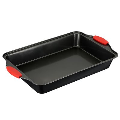 Противень из углеродистой стали с антипригарным покрытием "Easy" 36х23,2х5см, s0,4мм, прямоугольный, глубокий, съемные силиконовые ручки, "Regent" (Китай)