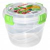 06335 - Контейнер для продуктов пластмассовый "Волна" 1,4л, д16см, h12,5см, герметичный, силиконовый уплотнитель, 4 защелки (Россия)