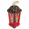 ФУП4-2491 - Елочная игрушка фигурка стеклянная "Рождественский фонарь" h11,5см, ручная художественная роспись, подарочная упаковка (Россия)