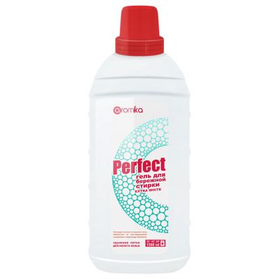 Гель для стирки белья "Perfect" 1,5л, 8х10,5х29см, бережная стирка, для белых тканей, отбеливающий, удаляет трудновыводимые пятна, придает свежесть и нейтрализует неприятные запахи, EXTRA WHITE (Казахстан)