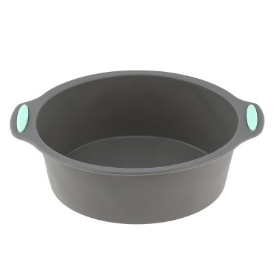 Форма для выпечки силиконовая 19,5х17,3х5,5см 0,88л "Мастерица", круг, внутренний размер д15,5см h5,2см, дно д13см, усиленные ручки, серый (Китай)