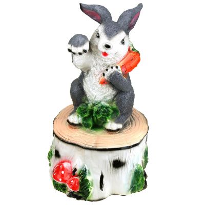 Скульптура-фигура для сада гипсовая "Заяц на пне-6" 52х32см (Россия)
