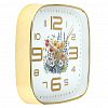 2323DT-CF - Часы настенные "Летний сад" 21,3х21,3х4см, мягкий ход, циферблат "Цветы" белый; цифры арабские, золотой; корпус пластик, золотой; в коробке (Китай)