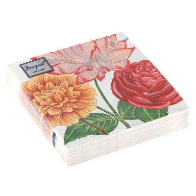 Салфетки бумажные "Bouquet de Luxe" 24х24см, 3-х слойные, 25 штук в упаковке, 100% целлюлоза, "Лотос" (Россия)