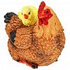 F1012 - Скульптура-фигура для сада из полистоуна "Курица Наседка с цыпленком" 25х30х25см (Россия)