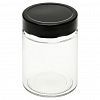 100ml - Банка стеклянная с винтовой крышкой "Сочи" 0,14л, д6см h6,8см, металлическая крышка, цвет - черный, д/горла - 4,5см, д/основания - 4,3см (Китай)