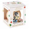 КУ-65-234078 - Елочная игрушка шар стеклянная "Волчонок на коньках" д6,5см, ручная художественная роспись, подарочная упаковка (Россия)
