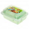 8096 - Ланч-бокс для продуктов пластмассовый "Фреш" 20,5х15,5см h8,5см, 2 отделения 0,9л, с ложкой 13см, крышка прозрачная, с клипсами, с уплотнителем, цвета в ассортименте: персиковый, зеленый, голубой (Китай)