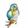16 15 018 02  - Елочная игрушка фигурка стеклянная "Певчая птичка-2" 4,5х5х7,5см, ручная художественная роспись, подарочная упаковка (Россия)