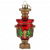 ФУП4-2578 - Елочная игрушка фигурка стеклянная "Самовар расписной" h11см, ручная художественная роспись, подарочная упаковка (Россия)