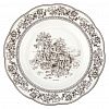 - "Сицилия Мари" Тарелка мелкая фарфоровая д220мм h29мм, с деколью, волнистый край, серый, в коробке (Китай)