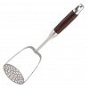 AIO-AA1615 - Картофелемялка из нержавеющей стали "Палисандр" 34,5х8,7х7,5см, усиленная, ручка со вставкой из красного дерева, отверстие для подвешивания (Китай)