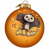 КУ-80-234126 - Елочная игрушка шар стеклянная "Чебурашка 2" д8см, ручная художественная роспись, подарочная упаковка (Россия)