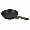 62-2022.1 - Сковорода с двухслойным антипригарным покрытием "Terra" д22см, h4,7см, s2,6мм, дно s3,1мм, индукционное дно д17см, кованный алюминий, съемная бакелитовая ручка с покрытием "soft-touch", имитирующим текстуру дерева, "Regent" (Китай) Подходит для всех 