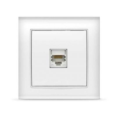 Розетка компьютерная одноместная "Бриллиант", скрытая установка, 1А, RJ45, еврослот, белый (Китай)