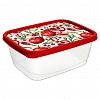 221153806/03 - Контейнер для продуктов пластмассовый 1,5л, 19,7х15,1х8см, прямоугольный, красный, с декором (Россия)
