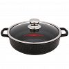 Иж2411аг - Жаровня с антипригарным покрытием 2,5л, д24см "Гранит Induction", h7см, s0,4см, литые ручки, стеклянная крышка с пароотводом, подарочная упаковка (Россия) Подходит для всех видов плит, включая индукционную.