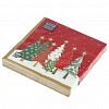 57851 - Салфетки бумажные "Bouquet Home Collection Classic" 33х33см, 3-х слойные, 20 штук в упаковке, 100% целлюлоза, "Елочки на красном" (Россия)