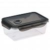 431179513 - Контейнер для продуктов пластмассовый 1,35л "Brilliant", 22,5х13,5х8,2см, прямоугольный, герметичный, ручки-клипса, черный, подходит для СВЧ, Phibo (Россия)