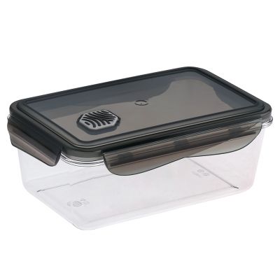 Контейнер для продуктов пластмассовый 1,35л "Brilliant", 22,5х13,5х8,2см, прямоугольный, герметичный, ручки-клипса, черный, подходит для СВЧ, Phibo (Россия)