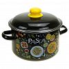 1RD221M - "Паста (Pasta)" Кастрюля эмалированная 5,5л, д24см, h15см, цилиндрическая форма, металлическая крышка, черный (Россия)