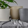  - Горшок для цветов керамический "Бархат-6" 8,15л, д26см, h23см, форма "Низкий конус", с поддоном, серый (Россия)