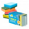 ЧС2.2 - Губка для посуды "Чисто Солнышко" 8,5х6х2,3см, средняя, поролон, абразивная фибра, набор 5шт (Россия)