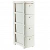 М2814 - Комод 4-х ярусный пластмассовый "Ротанг" 26х50х96,5см, белый ротанг (Россия)