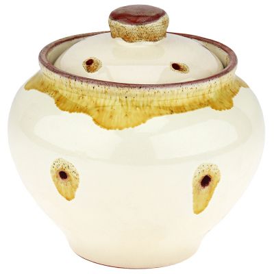 Горшок для жаркого керамический "Русский" 0,5л, д13см, h12см, "Карамель", с крышкой (Россия)
