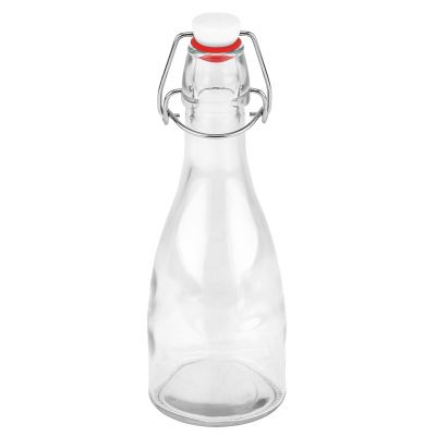 Бутылка стеклянная бугельная крышка "Груша" 360мл, д7,5см, h21,5см, горло д2см, основание д7см, форма круглая (Китай)