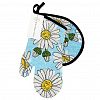 2/П/В-34/1-ПК-25L/1 - Кухонный комплект "Душистая ромашка, вид 4": прихватка-варежка 15х30см + прихватка 20х25см форма "Капелька", рогожка 171г/м2, хлопок 100%, наполнитель - ватин 280г/м2, на пластмассовом подвесе, "Домашняя мода" (Россия)