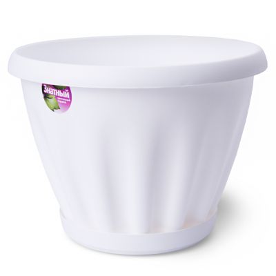 Горшок для цветов пластмассовый "Знатный" 11л, д32см, h23,5см, с поддоном, белый (Россия)