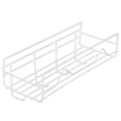 Полка прямоугольная, металлическая, окрашенная, настенная "Волна" 1-ярусная, 4 крючка, на липучках, 27х11х10см, s3мм, белый (Китай) 