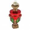 ФУП4-2578 - Елочная игрушка фигурка стеклянная "Самовар расписной" h11см, ручная художественная роспись, подарочная упаковка (Россия)