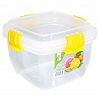 06334 - Контейнер для продуктов пластмассовый 0,9л, 14х14х10см, герметичный, силиконовый уплотнитель, 4 защелки (Россия)
