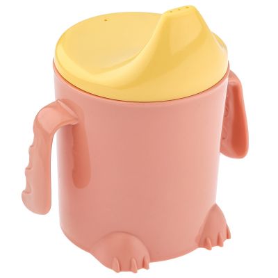 "Lalababy" Поильник детский пластмассовый "Play with Me Hello, Dino!" 270мл, 11х9,3х11,7см, персиковая карамель (Россия)