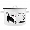 01-1615/4-Коты - "Коты" Кастрюля эмалированная 4,5л, цилиндрическая форма, металлическая крышка, белый (Россия)