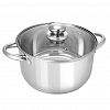 GS02113 - Кастрюля из нержавеющей стали "Greta" 1,0л, д11,3см, h7,5см, s0,4см, дно s1,3см, стеклянная крышка, цветная коробка, "Appetite" (Китай)