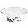 01-0311/4-Коты - "Коты" Миска эмалированная 2,5л, д22см, h9см, круглая, ободок из нержавеющей стали, белый (Россия)