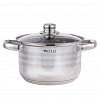 KL-4293-18 - Кастрюля из нержавеющей стали "Kelli" 2,5л, д18см, h12см капсульное дно, зеркальная и матовая полировка стеклянная крышка с паровыпуском, термостойкая клепаная ручка (Китай) Подходит для всех видов плит.