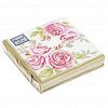 25081 - Салфетки бумажные "Bouquet de Luxe" 24х24см, 3-х слойные, 25 штук в упаковке, 100% целлюлоза, "Роза с золотыми листьями" (Россия)